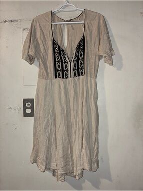 Free People Embroidered Boho Gauze Dress Medium Cream Festival